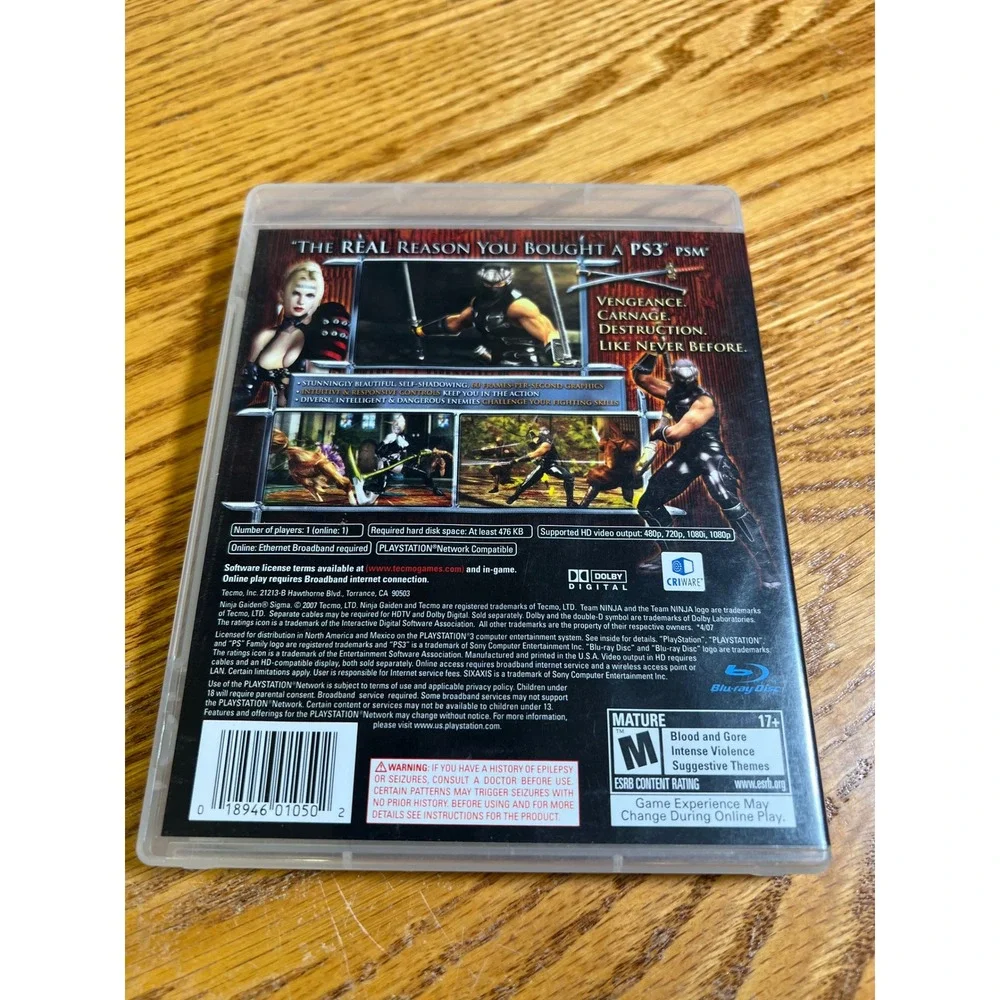 Ninja Gaiden Sigma Sony PlayStation 3 PS3 Action Game Tecmo Team Ninja CIB